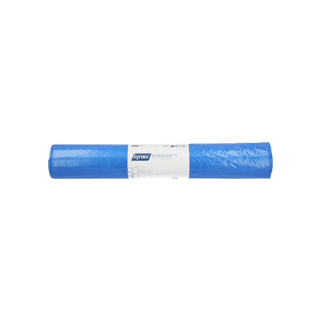 Sac poubelle Hynex 70x110cm LDPE recyclé T40 120L bleu rouleau 20 pièces
