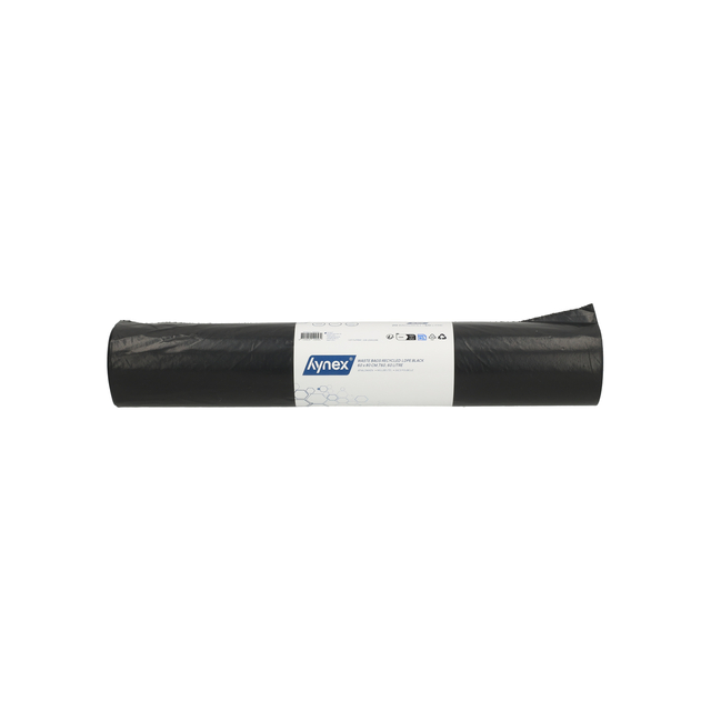 Afvalzak Hynex 60x80cm LDPE recycled T60 60L zwart rol à 20 stuks