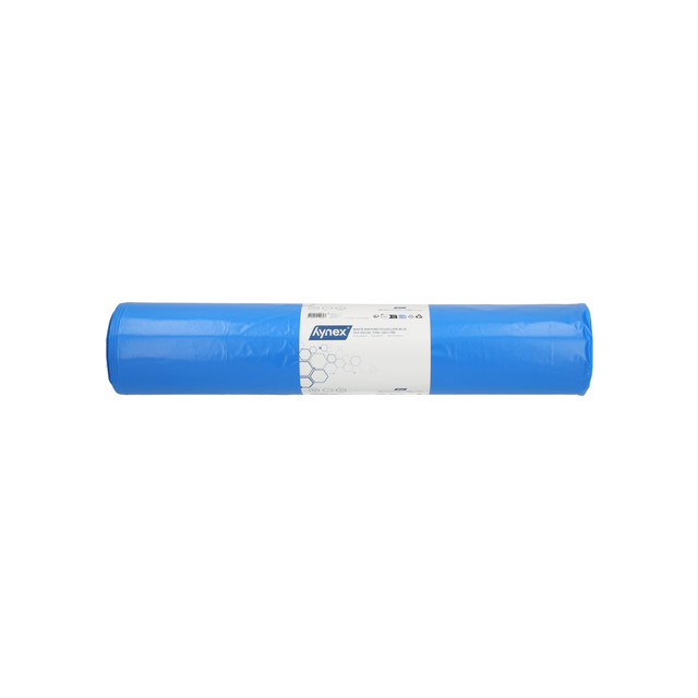 Afvalzak Hynex 70x110cm LDPE recycled T100 120L blauw rol à 20 stuks
