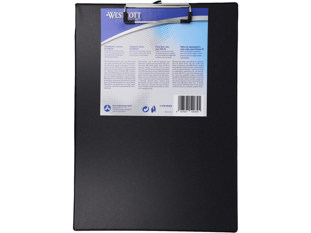 Klembord Westcott A4 zwart