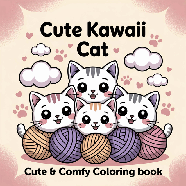 Livre de coloriage Cute Kawaii Cat