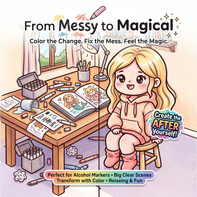Livre de coloriage Cute Cozy From Messy to Magical