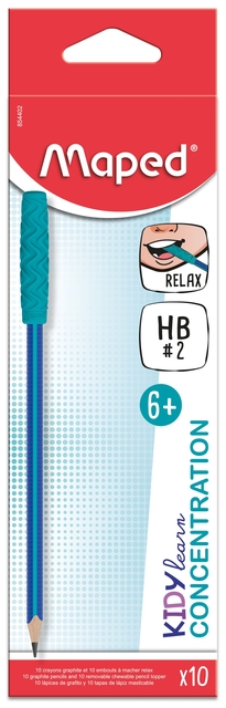 Potlood Maped Kidy Learn Concentration met kauwtopper blauw 10 stuks