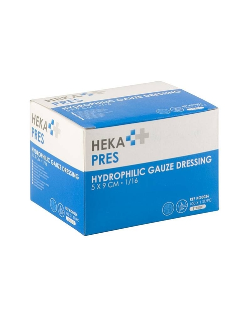 Compresse Heka Pres hydrophile 5x8,5cm stérile