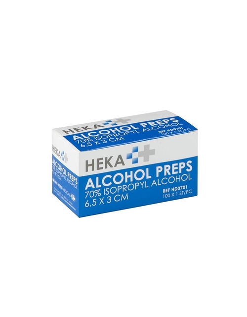 Lingette alcoolisée Heka 6,5x3cm non stérile