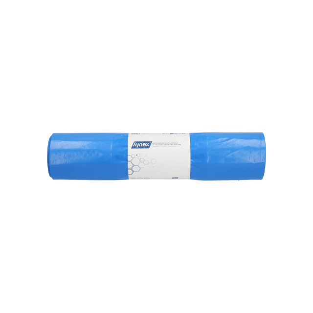 Sac poubelle Hynex 65/25x135cm LDPE recyclé T80 240L bleu rouleau 10 pièces