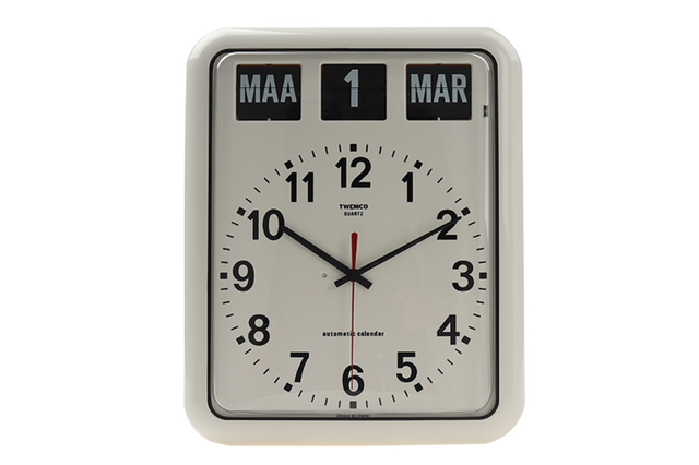 Horloge-calendrier Twemco BQ-12A blanc NL
