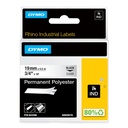 Ruban d'étiquetage Dymo Rhino Industriel polyester 19mm noir sur transparent