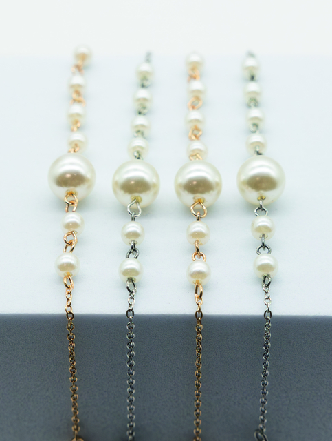 Brillenketting I Need You assorti parels met goud en zilver 4 stuks