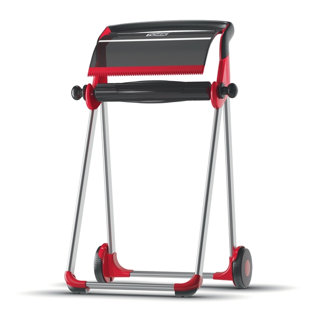 Distributeur papier de nettoyage Tork W1 Performance 652008 sur pied rouge