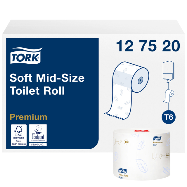 Toiletpapier Tork T6 Premium 2-laags 90m wit 127520