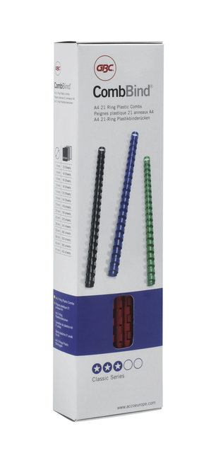 Reliure GBC 8mm 21 anneaux A4 bleu 100 pièces