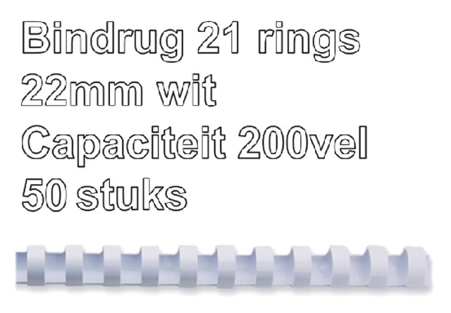 Bindrug Fellowes 22mm 21rings A4 wit 50stuks