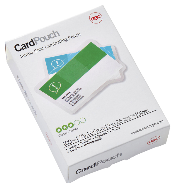 Pochette de plastification GBC carte 75x105mm 2x125 mircrons 100 pièces