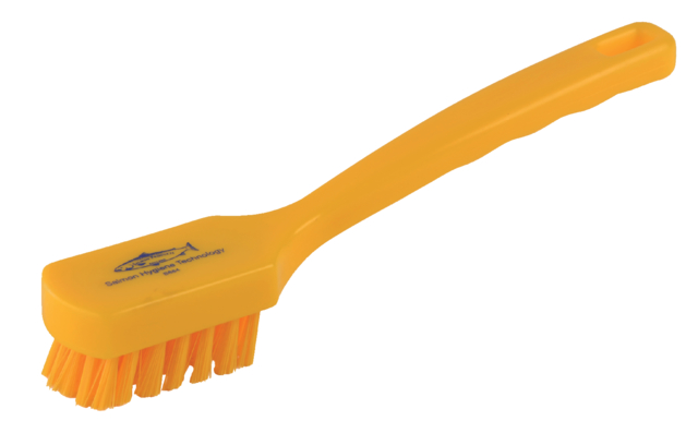 Brosse à vaisselle plastique à tête rectangulaire jaune