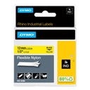 Ruban Dymo Rhino Industriel nylon 12mmx3,5m noir sur jaune