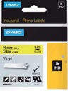 Ruban Dymo Rhino Industriel vinyle 19mmx5,5m noir sur jaune
