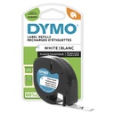 Labeltape Dymo LetraTag plastic 12mm zwart op wit