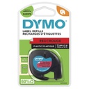 Labeltape Dymo LetraTag plastic 12mm zwart op rood