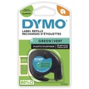 Ruban Dymo LetraTag plastique 12mmx4m noir sur vert