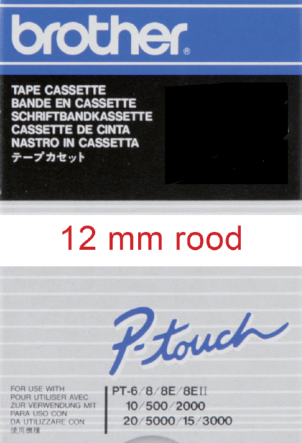 Labeltape Brother P-touch TC-202 12mm rood op wit