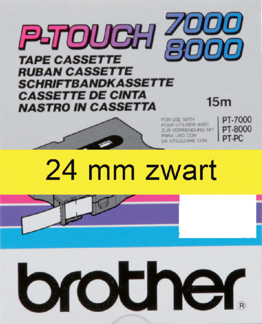 Ruban Brother P-Touch TX651 24mm noir sur jaune