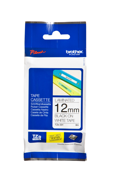 Ruban de lettrage Brother P-Touch TZE-231 standard 12mm noir sur blanc
