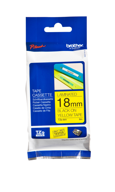Ruban de lettrage Brother P-Touch TZe-641 standard 18mm noir sur jaune