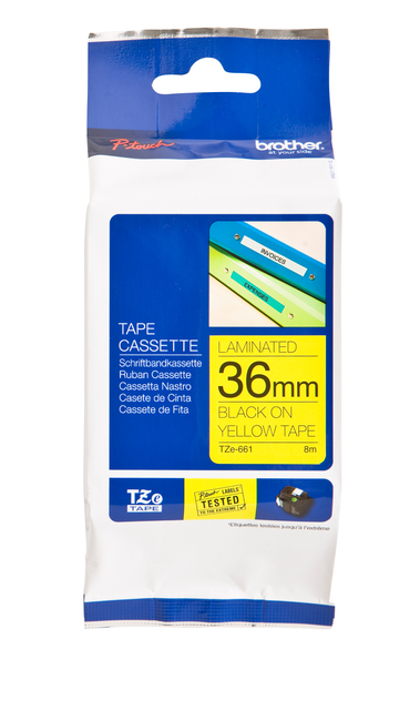 Ruban de lettrage Brother P-Touch TZe-661 standard 36mm noir sur jaune