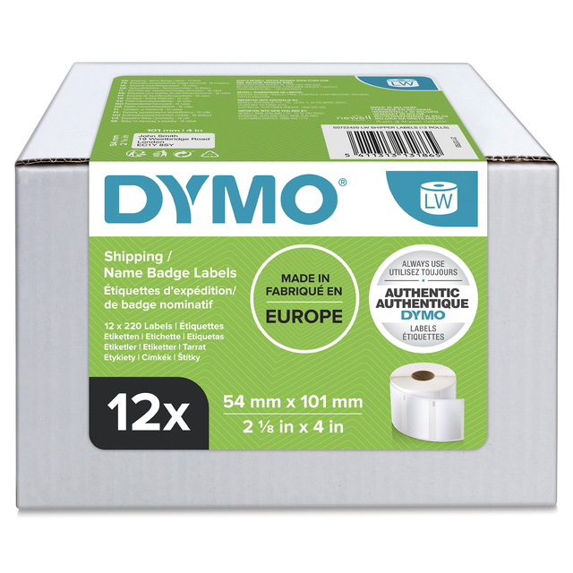 Etiquette Dymo LabelWriter carte nom 54x101mm 12 rouleaux x 220 pcs blanc
