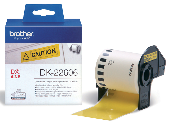 Etiquette Brother DK-22606 continu 62mm 1 rouleau 15m jaune
