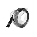 Ruban Dymo Rhino embossing vinyle 9mmx3m blanc sur noir