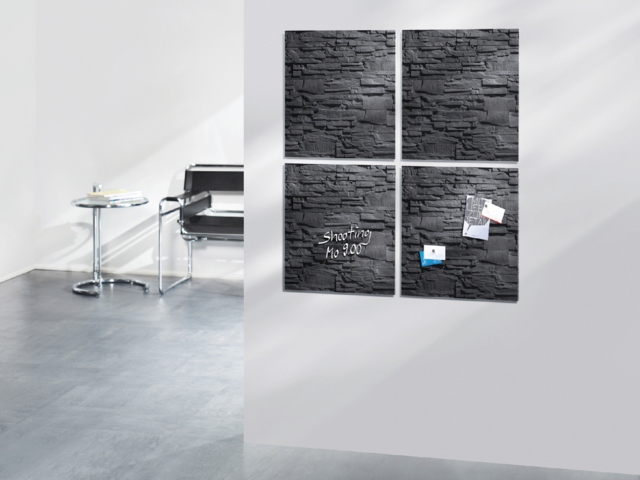 Tableau en verre Sigel magnétique 480x480x15mm schiste