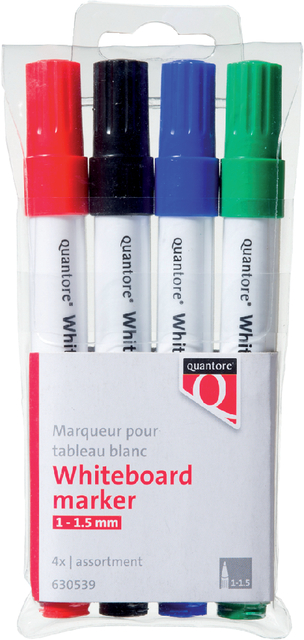 Marqueur tableau blanc Quantore ogive 1-1,5mm assorti 4 pièces