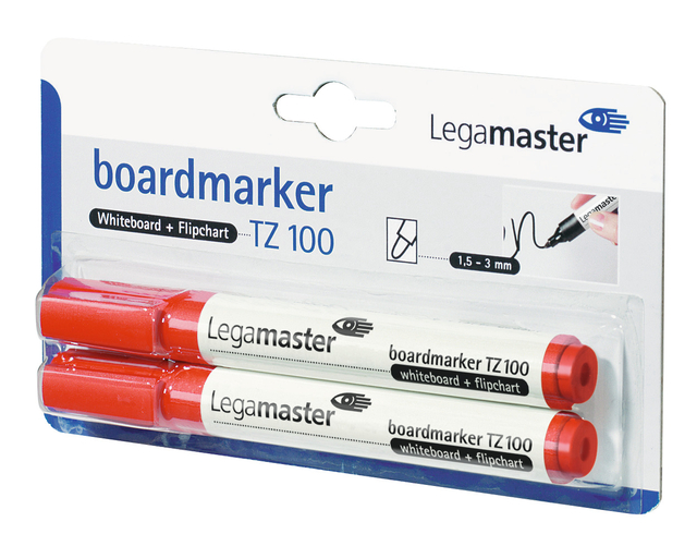 Marqueur tableau blanc Legamaster TZ100 ogive 1,5-3mm rouge 2 pièces