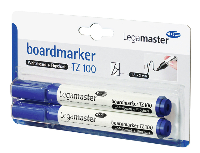 Marqueur tableau blanc Legamaster TZ100 ogive 1,5-3mm bleu 2 pièces