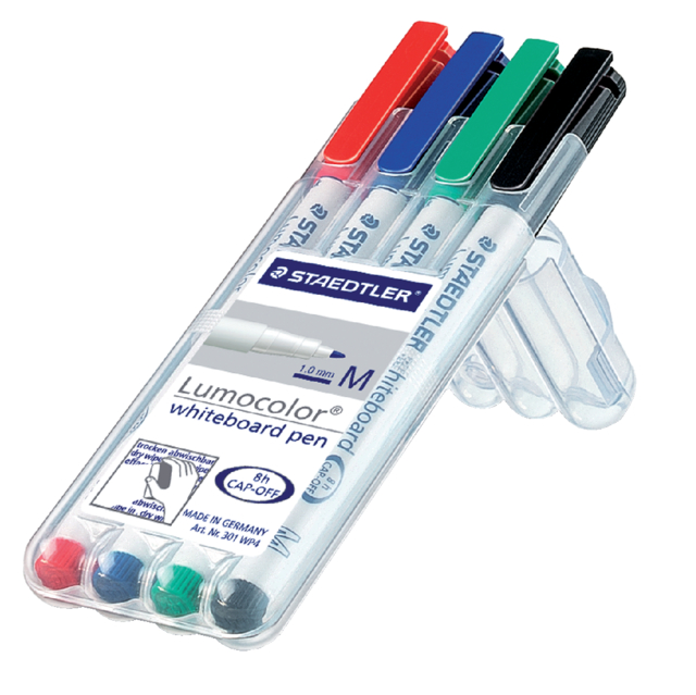 Marqueur tableau blanc Staedtler 301 ogive 1mm assorti 4 pièces