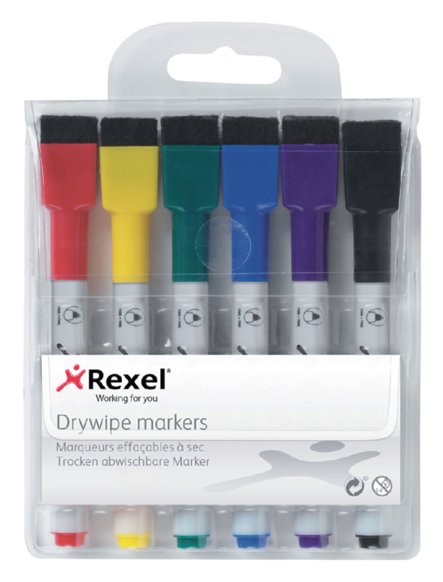 Marqueur tableau blanc Rexel Mini assorti 6 pièces