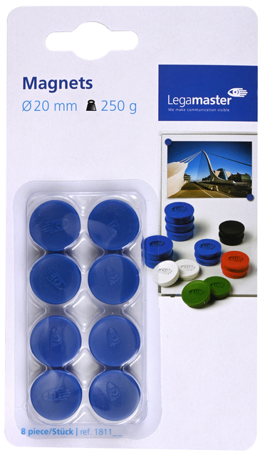 Aimant Legamaster 20mm 250g bleu 8 pièces