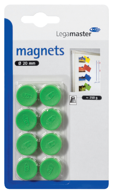 Magneet Legamaster 20mm 250gr groen 8stuks