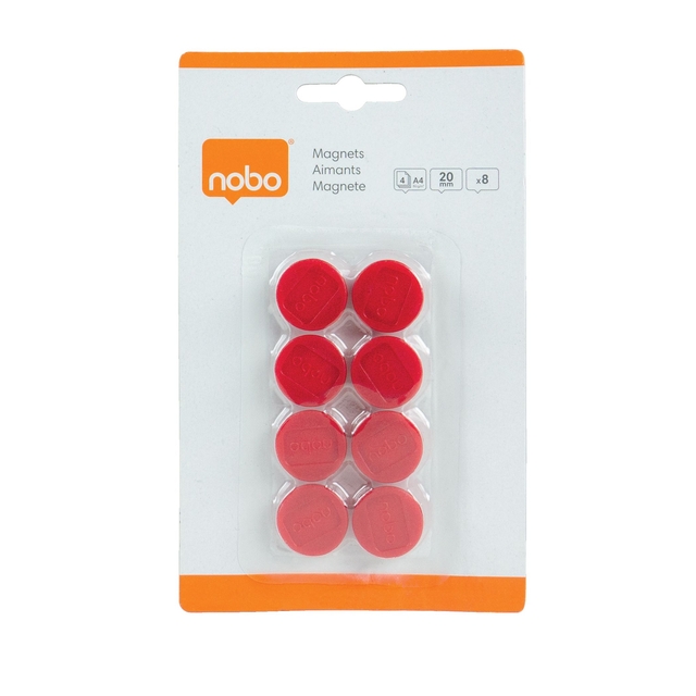Magneet Nobo 20mm rood 8 stuks