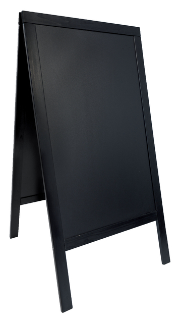 Stoepbord Securit 700x1250x40mm zwart hout