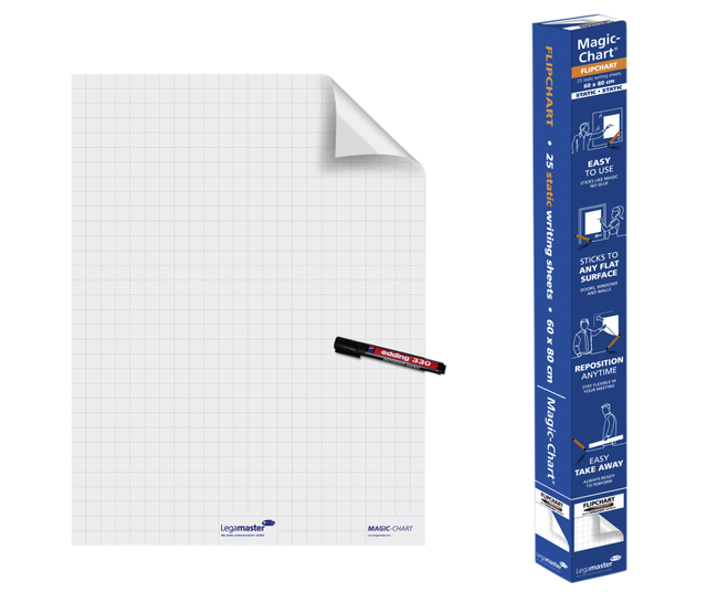Magic-Chart Legamaster 600x800mm blanc quadrillé 25 feuilles