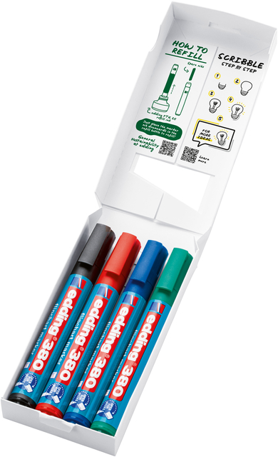 Marqueur pour chevalet edding 380 ogive 1,5-3mm assorti 4 pièces