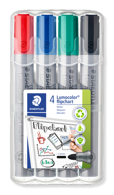 Marqueur chevalet Staedtler 356 ogive 2mm 4 pièces assorti