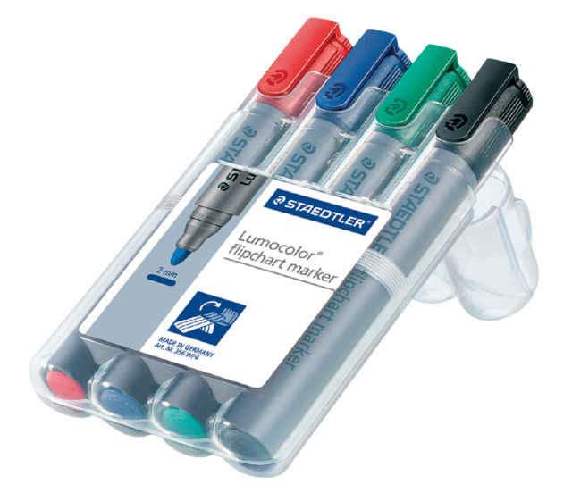 Marqueur chevalet Staedtler 356 ogive 2mm 4 pièces assorti