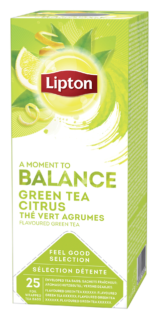 Thé Lipton Balance thé vert agrumes 25x 1,5g