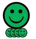 Aimant Smiley 50mm émotion content vert 5 pièces
