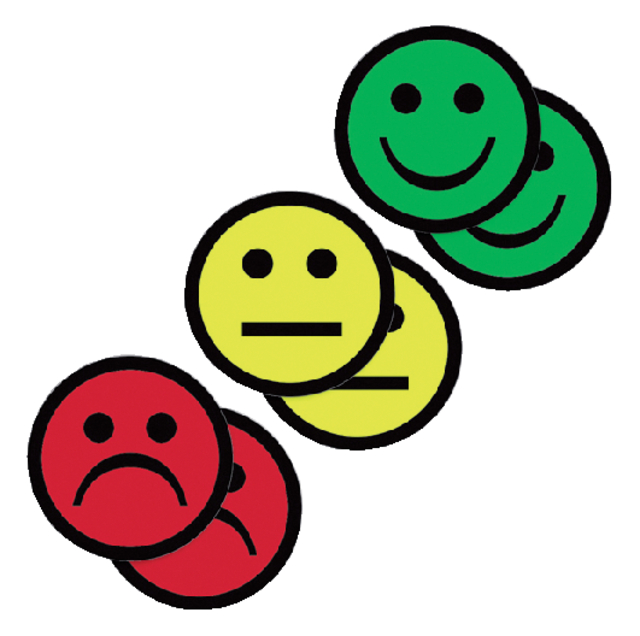 Aimant Smiley 50mm 2x jaune 2x vert 2x rouge