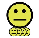 Aimant Smiley 25mm émotion neutre jaune 5 pièces